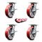 Service Caster 8 Inch Red Poly on Cast Iron Caster Set with Roller Bearing and Brake SCC SCC-35S820-PUR-RS-SLB-4 - alternate 3